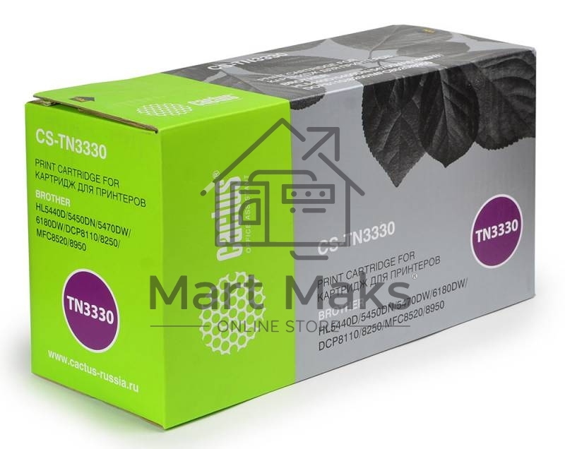 Картридж лазерный Cactus CS-TN3330 черный (3000 стр.) для Brother HL-5440D/5450DN/5470DW/6180DW/DCP8110/8250/MFC-8520/8950