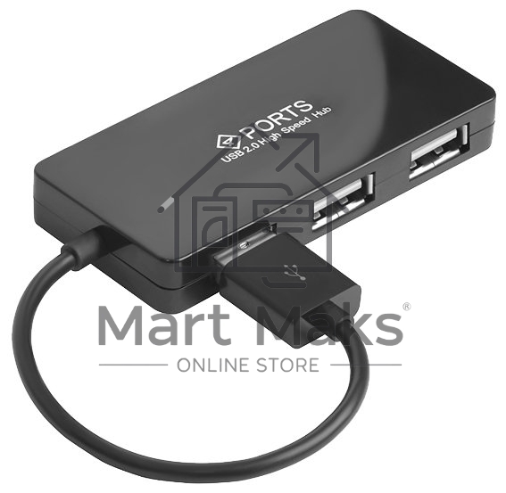 Хаб Greenconnect USB 2.0 GCR-UH244B на 4 порта 0,15m, black (GCR-UH244B)