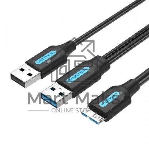 Кабель Vention USB 3.0 AM/micro B, USB 2.0 AM - 1м