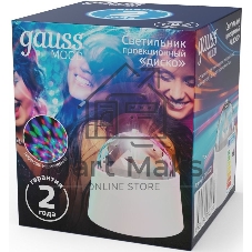 Светильник Gauss диско 3W 220-240V белый с фиксированной проекцией с кабелем электропитания и выключателем LED