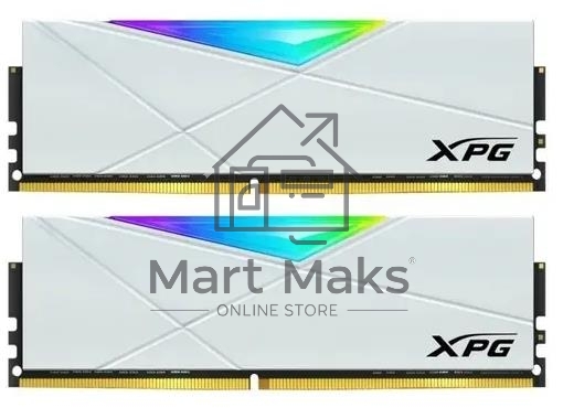 Оперативная память XPG Spectrix D50 RGB, DDR4, 32GB (2x16GB), 3200MHz, CL16, UDIMM, с радиатором, RGB, белый