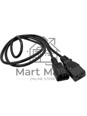 Шнур питания Lanmaster C19-C14, 3х0.75, 220В, 10А, черный, 1.0 метр