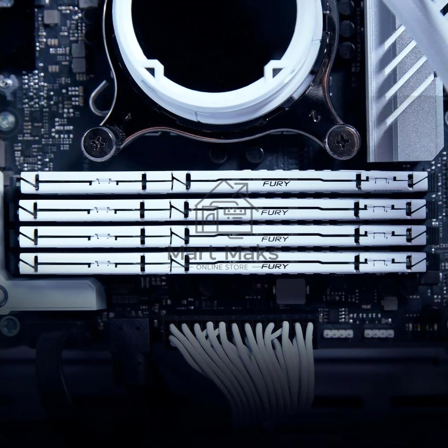 Оперативная память Kingston Fury Beast, DDR5, 128Gb (4x32GB), 5200MHz, CL40, DIMM, радиатор, белый