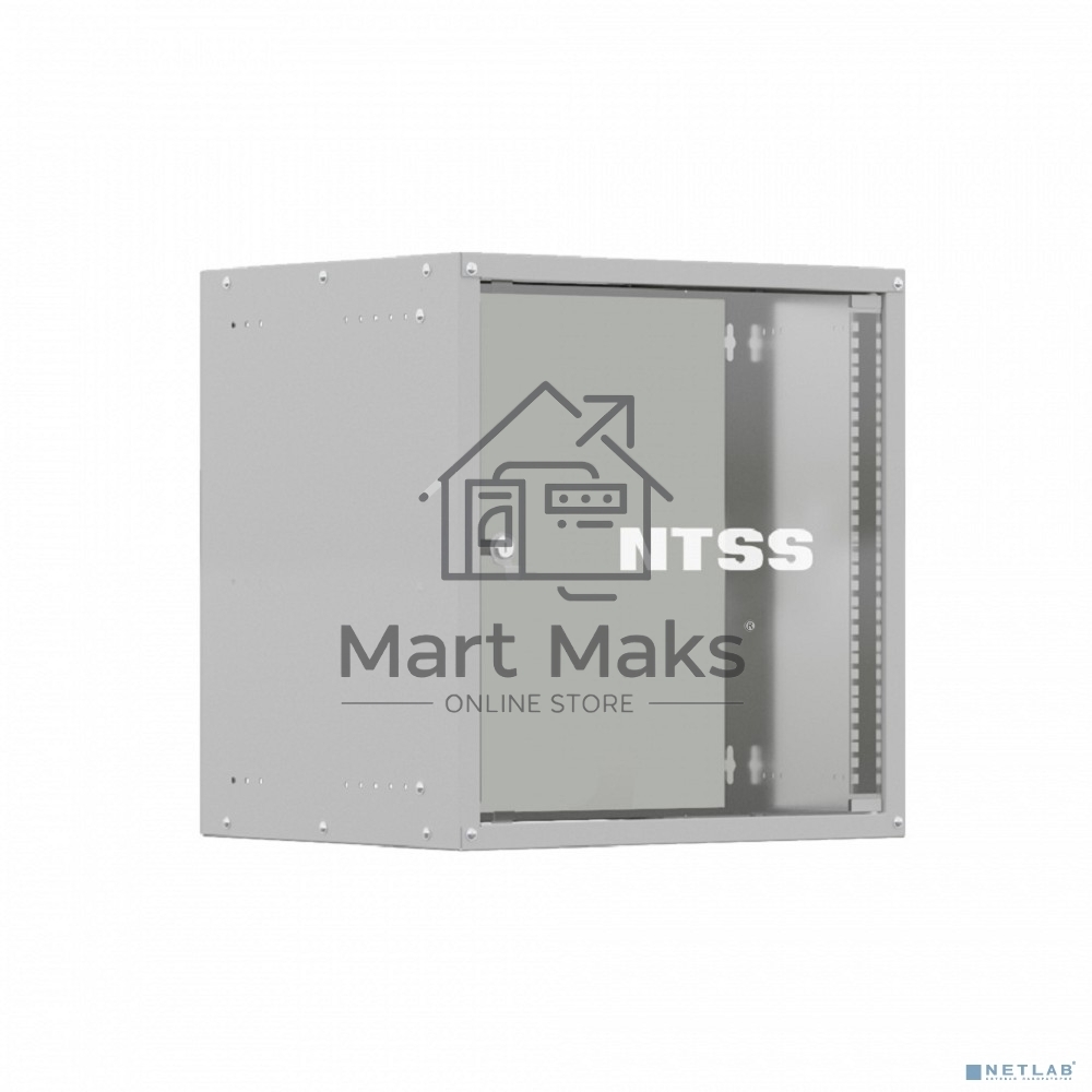 Шкаф коммутационный NTSS Lime (NTSS-WL9U5560GS) настенный 9U 550x600 мм пер. дв. стекл несъемн. бок. пан. 30 кг серый 110 град. IP20 сталь
