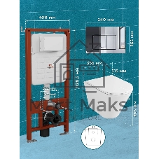 Комплект BAU 6 в 1: усиленная инсталляция BAU IDEAL, унитаз подвесной безободковый торнадо обратного потока Bau Nimb Hurricane-2, сиденье микролифт, клавиша BAU Light антивандальная, нерж. сталь хром
