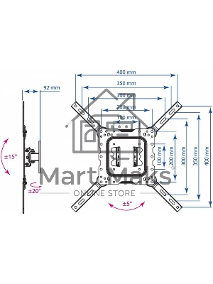 Кронштейн для телевизора Kromax DIX-16 черный 22