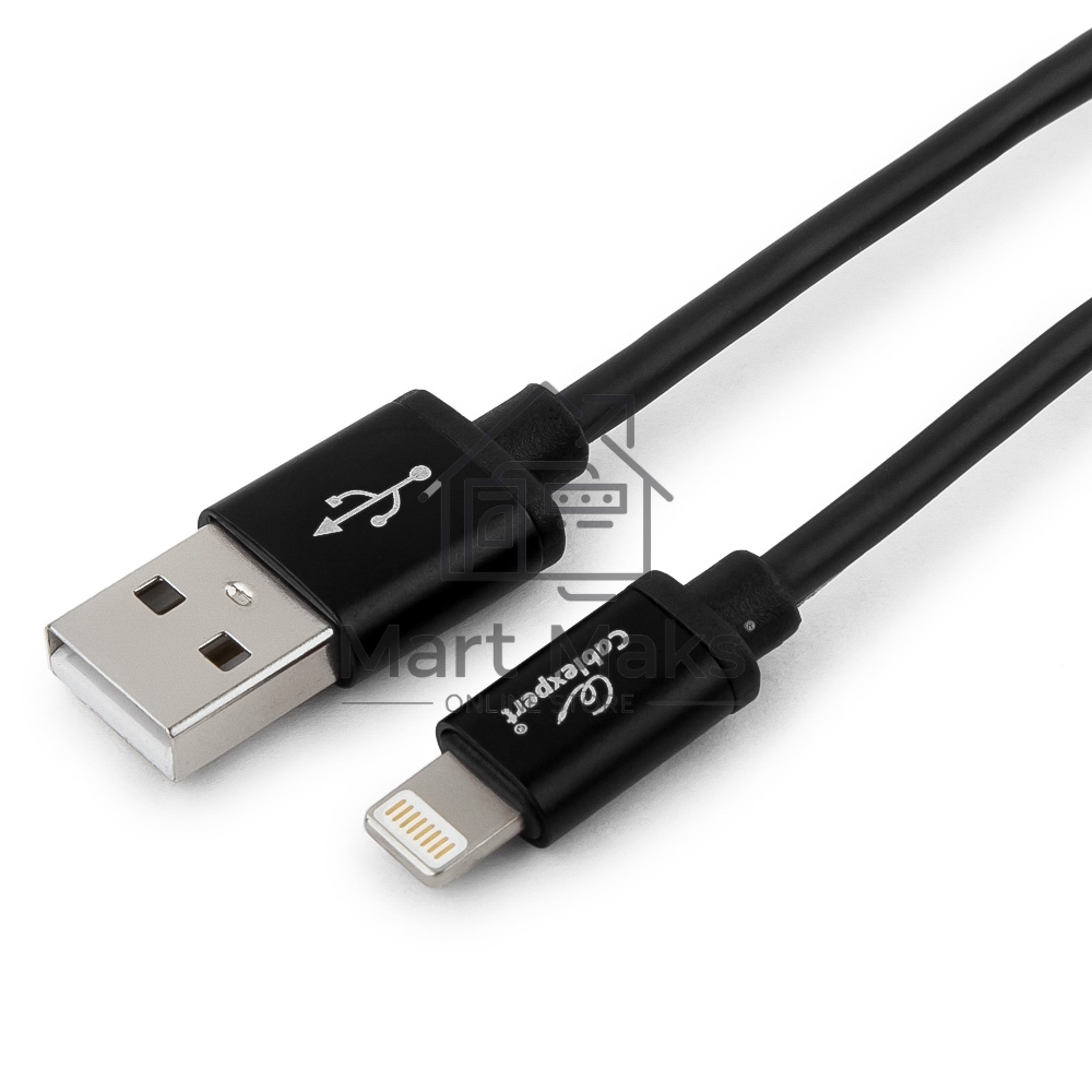 Кабель Cablexpert для Apple CC-S-APUSB01Bk-0.5M, AM/Lightning, серия Silver, длина 0.5м, черный, блистер