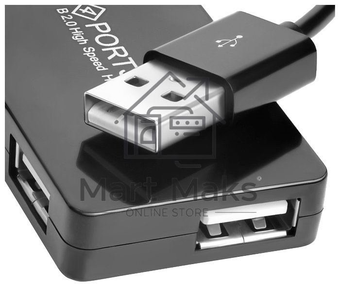 Хаб Greenconnect USB 2.0 GCR-UH244B на 4 порта 0,15m, black (GCR-UH244B)