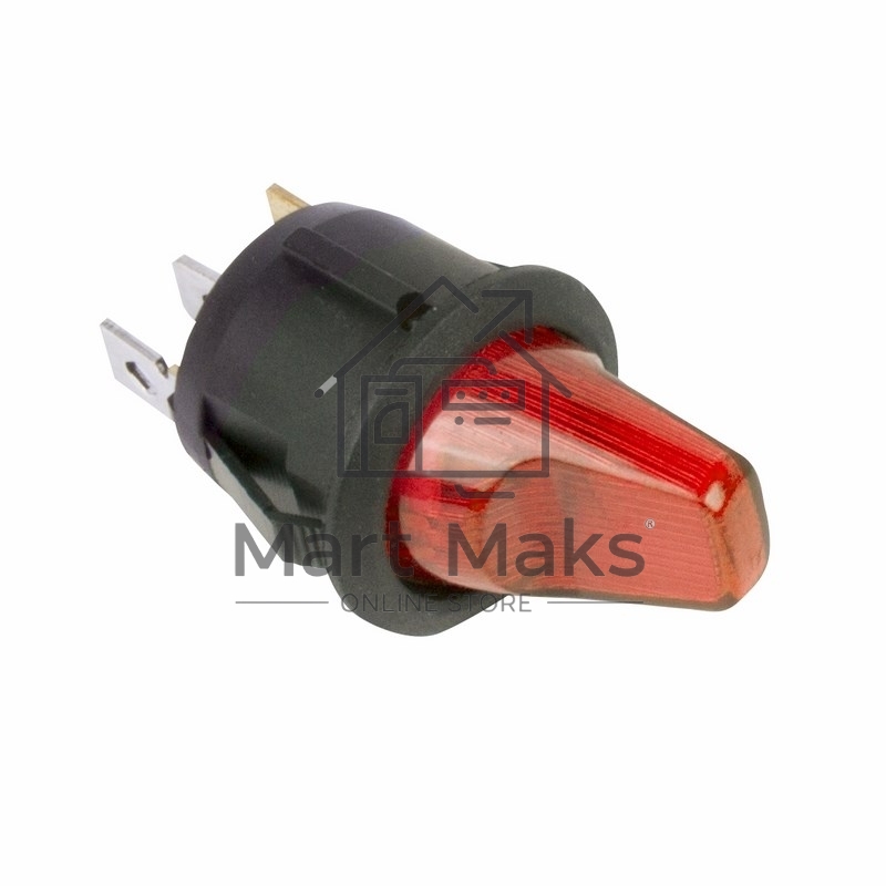 Выключатель клавишный круглый 12V 16А (3с) ON-OFF красный с подсветкой Rexant