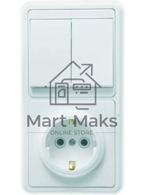 Блок Кунцево-Электро БКВР-032 Бэлла (2-кл. выкл. + розетка с заземл.) белый