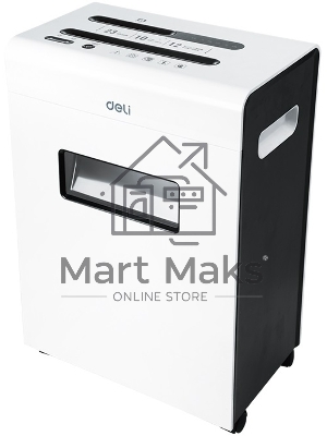 Шредер Deli E9903-EU белый/черный (секр.P-4)/фрагменты/12лист./23лтр./скрепки/скобы/пл.карты/CD