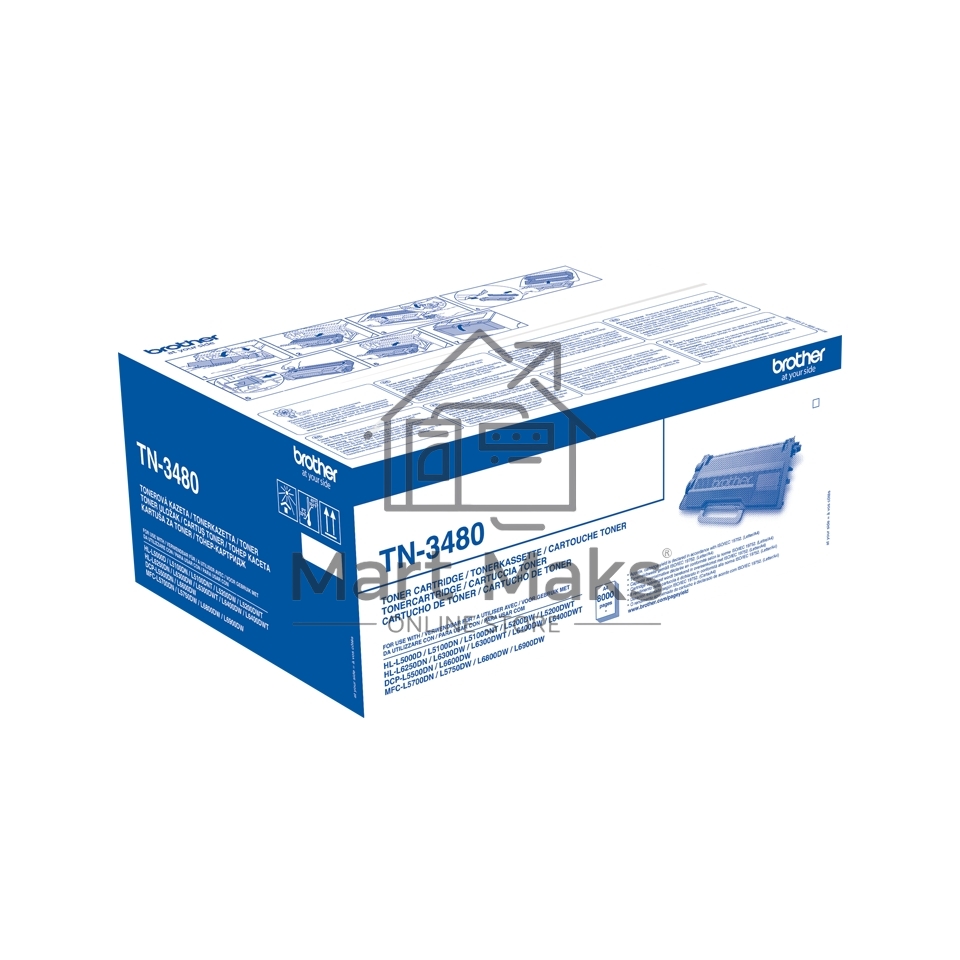 Картридж лазерный Brother TN3480 черный (8000 стр.) для Brother HL-L5000D/L5100DN/L5100DNT/L5200DW/L5200DWT/L6250DN/L6300DW/L6300DWT/L6400DW/L6400DWT/DCP-L5500DN/L6600DW/MFC-L5700DN/L5750DW/L6800DW/L6800DWT/L6900DW/L6900DWT