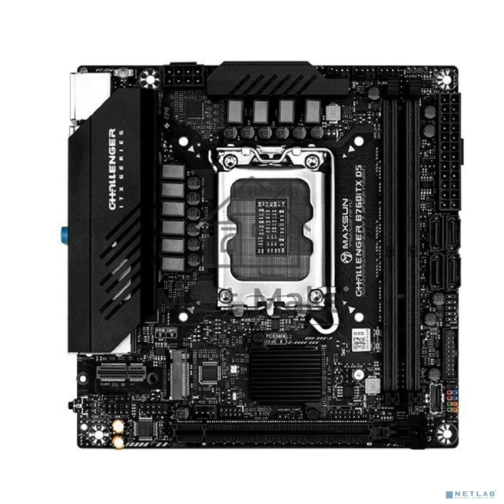 Материнская плата Maxsun Challenger B760ITX D5, LGA 1700, Intel B760, 2xDDR5, 4xSATA, 2xM.2, 1xPCIe 5.0 x16, 2xHDMI, 2xDP, 2x 2.5Gb LAN, 2xUSB 3.2 Gen 1, 4xUSB 2.0, 5.1, Mini-ITX
