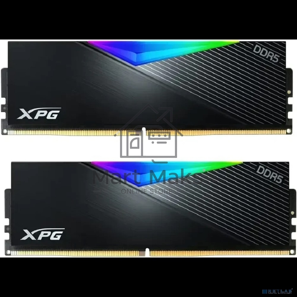 Оперативная память XPG Lancer, DDR5, 32GB (2x16GB), 6400MHz, CL32, DIMM, с радиаторами, RGB, черный