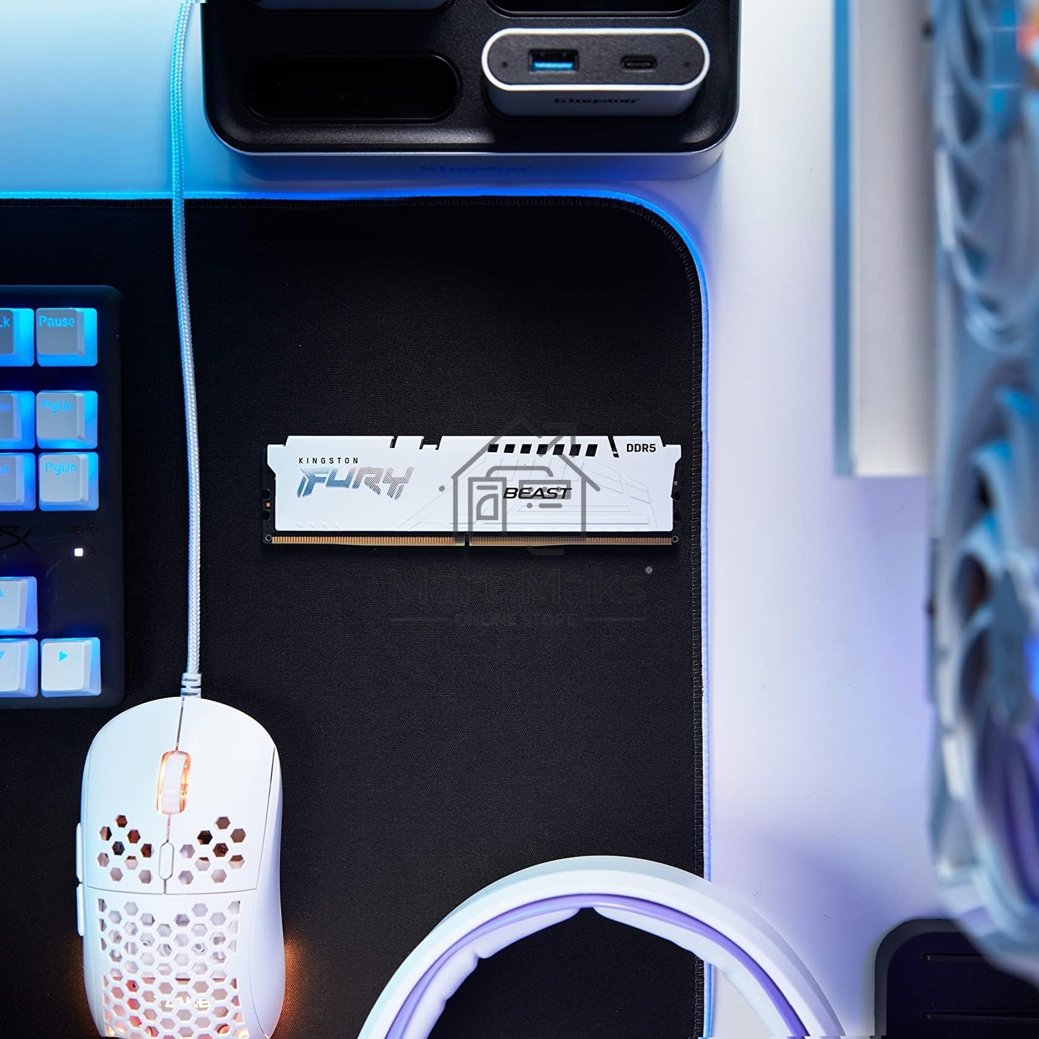 Оперативная память Kingston Fury Beast, DDR5, 128Gb (4x32GB), 5200MHz, CL40, DIMM, радиатор, белый