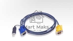 Шнур ATEN, мон., клав.+мышь USB, SPHD15=>HD DB15+USB A-Тип, Male-2xMale, 8+4 проводов, опрессованный, 5 метр., черный Intelligent cable HDB15m/USBAM 5M