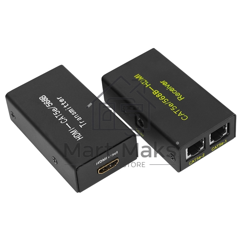 Удлинитель HDMI по витой паре RJ-45(8P-8C) кат. 5е/6, передатчик+приемник Rexant