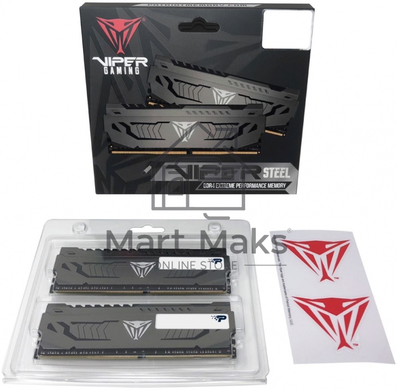 Оперативная память Patriot Viper Steel, DDR4, 16GB (2x8 GB), 3733 MHz, CL17, DIMM, радиатор, черный