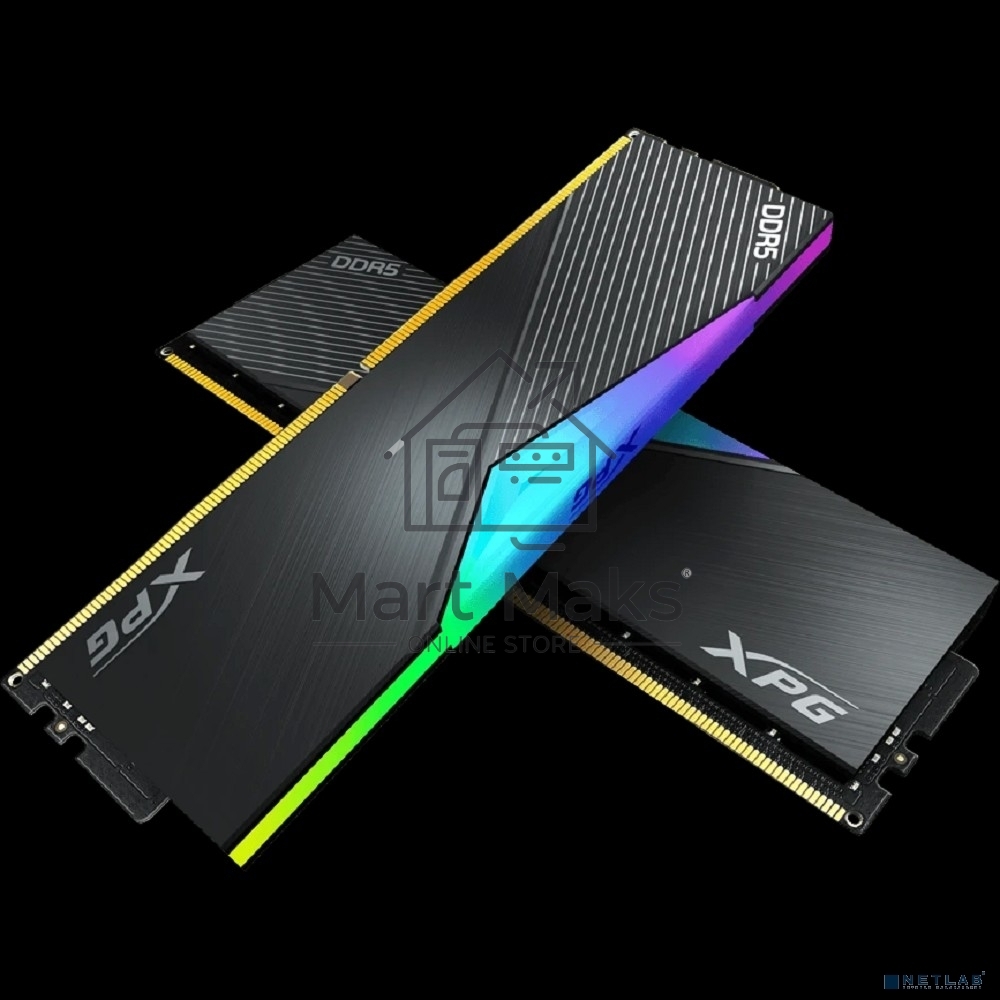 Оперативная память XPG Lancer, DDR5, 32GB (2x16GB), 6400MHz, CL32, DIMM, с радиаторами, RGB, черный