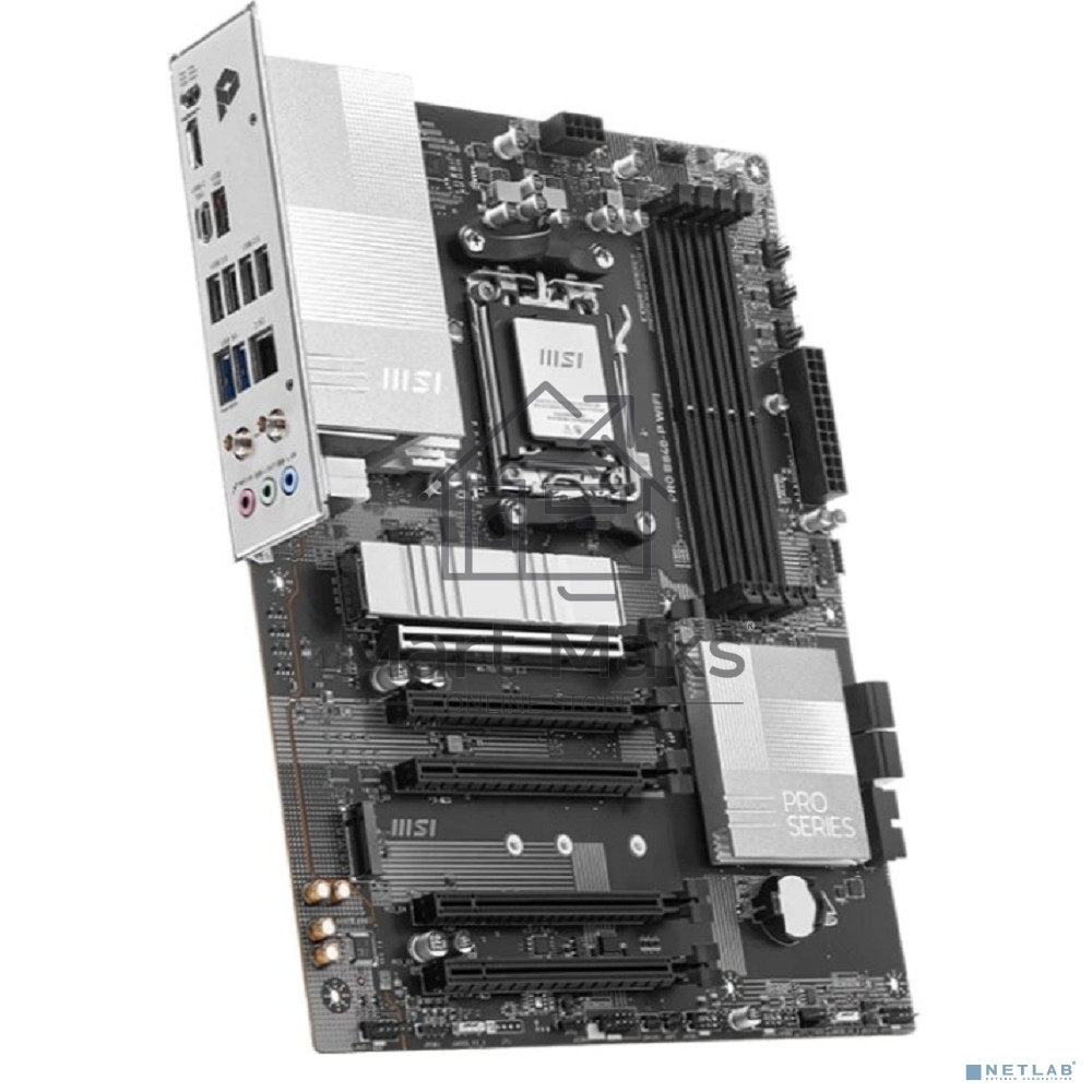 Материнская плата MSI PRO B840-P WIFI, Socket AM5, AMD B840, 4xDDR5, 4xSATA, 2xM.2, 1xPCI-E 4.0 x16, 1xPCI-E 3.0 x4, 3xPCI-E 3.0 x1, 1xHDMI, 1x 2.5Gb LAN, 4xUSB-A 2.0, 2xUSB-A 5Gbps, 1xUSB-C 5Gbps, 1xUSB-A 10Gbps, 1xUSB-C 10Gbps, 3x3.5 мм, 7.1, ATX