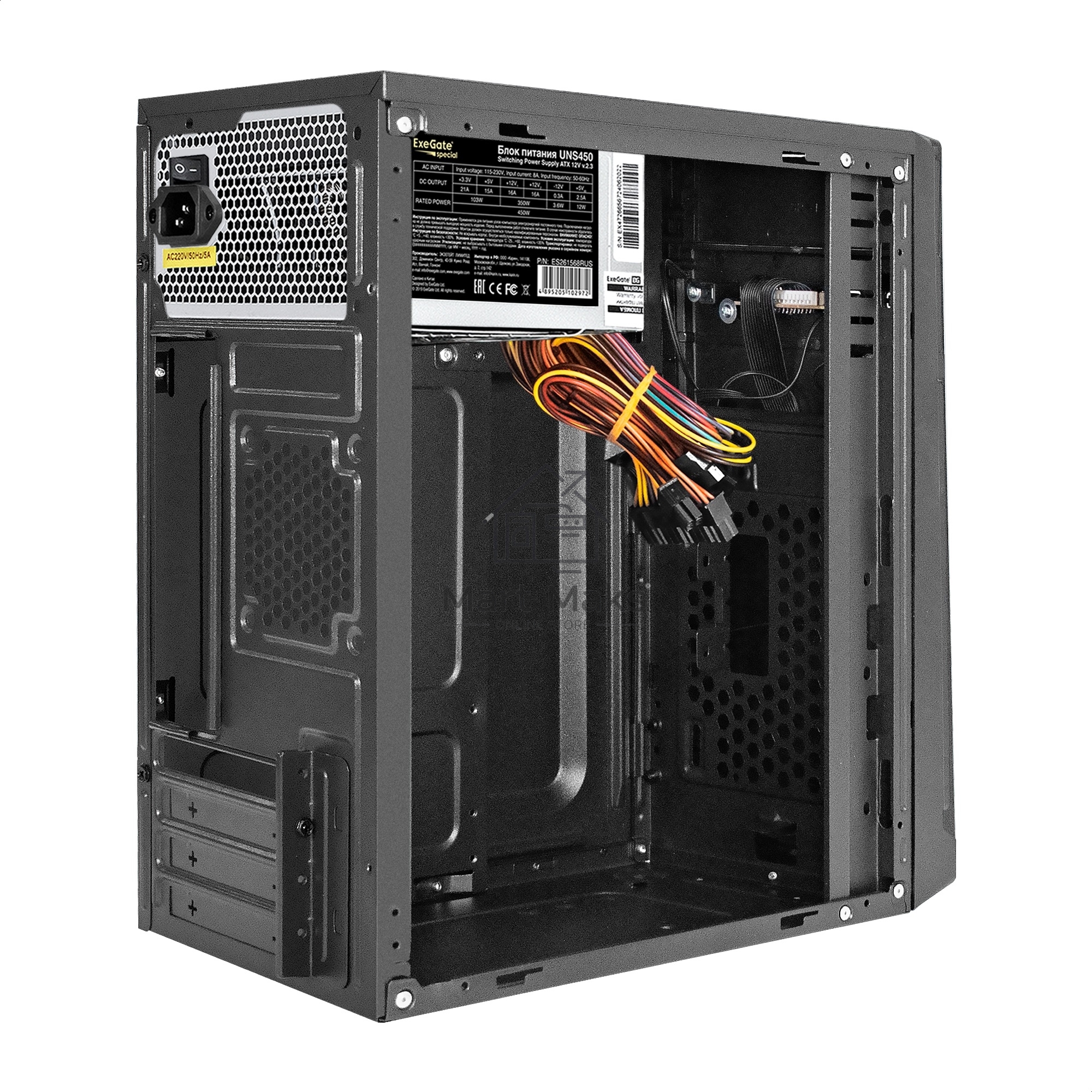 Компьютерный корпус Minitower ExeGate BAA-106-UNS450 (mATX, БП UNS450 с вент. 12см, 2*USB, аудио, черный)
