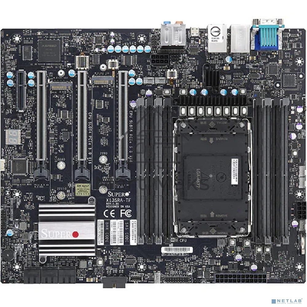Материнская плата Supermicro MBD-X13SRA-TF-B, LGA 4677, Intel W790, 8xDDR5, 6xSATA, 2xM.2, 4xPCIe 5.0 x16, 1x10Gb LAN, 1x1Gb LAN, 6xUSB, 7.1, CEB