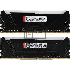 Оперативная память Kingston Fury Beast, DDR4, 16GB (2x8GB), 3200MHz, CL16, DIMM, с радиатором, RGB, черный