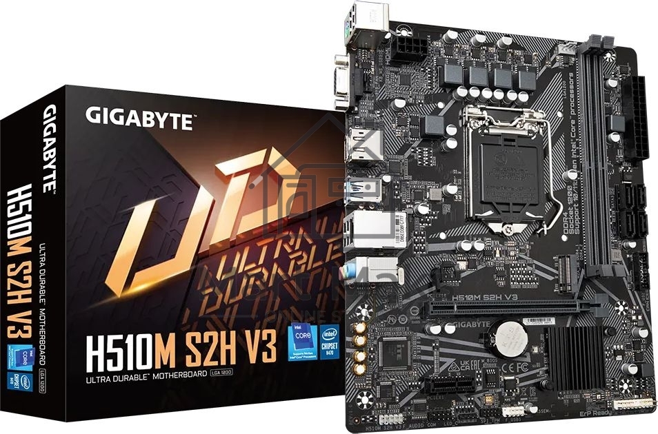 Материнская плата Gigabyte H510M S2H V3 (V2.0), LGA 1200, Intel H470, 2xDDR4, 4xSATA, 1xM.2, 1xPCIe 3.0 x16, 1xDP, 1xHDMI, 1xVGA, 1x 1Gb LAN, 2xUSB-A 3.2 Gen 1, 4xUSB-A 2.0, 3x 3.5 мм, 7.1, mATX