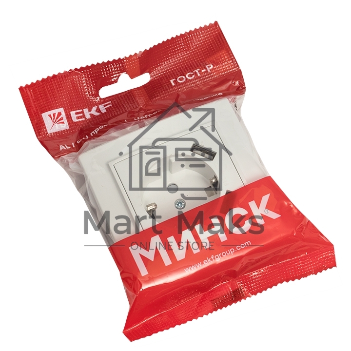 Розетка 1-местная СП с/з 16А белая с защ. штор. с 2 USB 2,1А EKF Минск