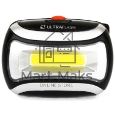 Фонарь налобный LED 5380 (3Вт COB LED 3 режима черн. пласт. пакет) Ultraflash 12870