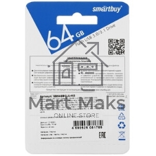 Флешка USB Smartbuy CLUE white (SB64GbCLU-W3), 64Gb, USB 3.0, R/W 70/25, белый