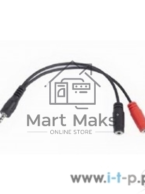 Кабель аудио сигнала Gembird Jack3.5 4pin->Jack3.5 стерео + 3.5 микрофон моно, длина 20с, черный