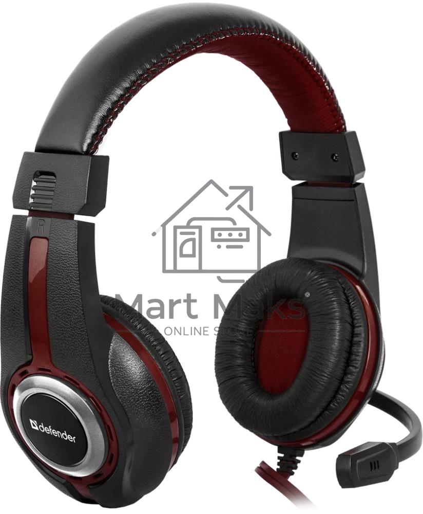 Наушники DEFENDER Warhead G-185 черный + красный, кабель 2 м 