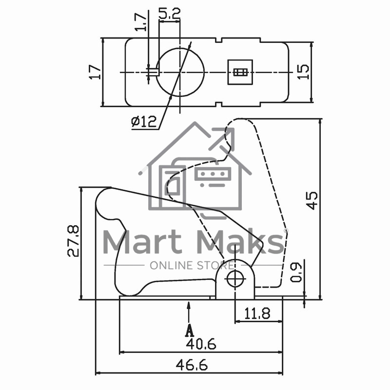 Защитная крышка для тумблеров типа KN и ASW черная Rexant
