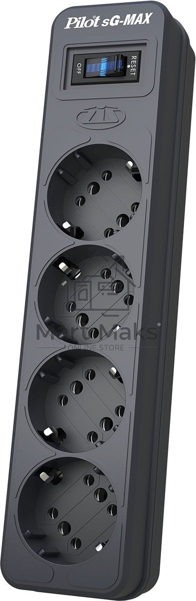 Сетевой фильтр Pilot sG-Max 5 outlets (GP), 15А/3.3 kVt, automatic circuit-breaker, 1.8 m, gfaphite