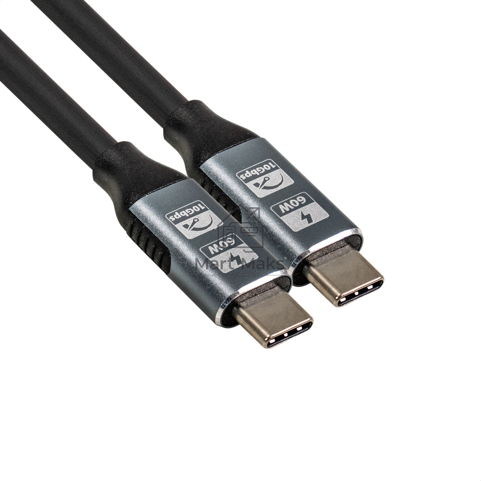 Кабель для зарядки ExeGate EX-CCP-USB3.2-CMCM-1.0 (USB 3.2 Gen2x1 Type Cm/Cm, 10Gbit/s, 8K60Hz, 5A, 60W, PD3.1, 1м)