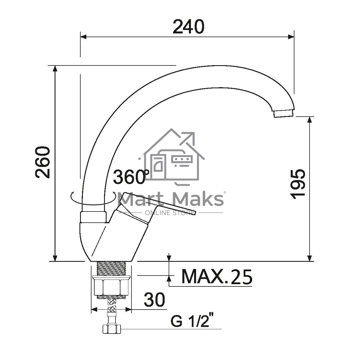 SL132-011F Смеситель для кухни, ø35