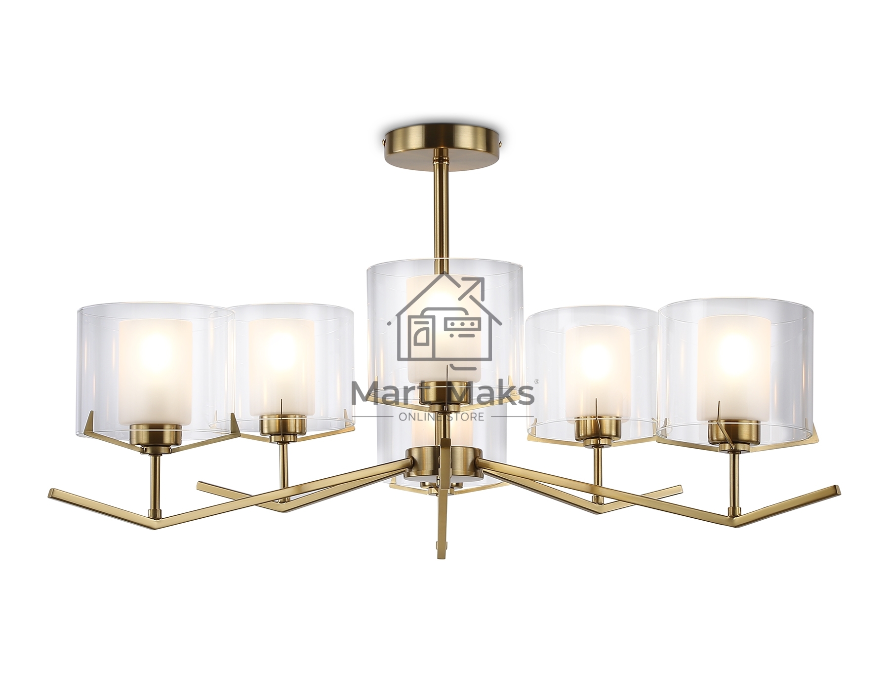 Люстра Ambrella light LH57008/6 BS/FR латунь/белый матовый E14/6 max 40W D850*420