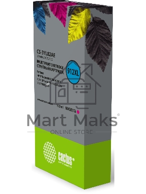 Картридж струйный Cactus 912XL CS-3YL82AE (есть ограничения по прошивке) пурпурный (10.5мл) для HP OfficeJet 8012/8014/8015/8017;OfficeJet Pro 8022/8023/8024/8025 AIO