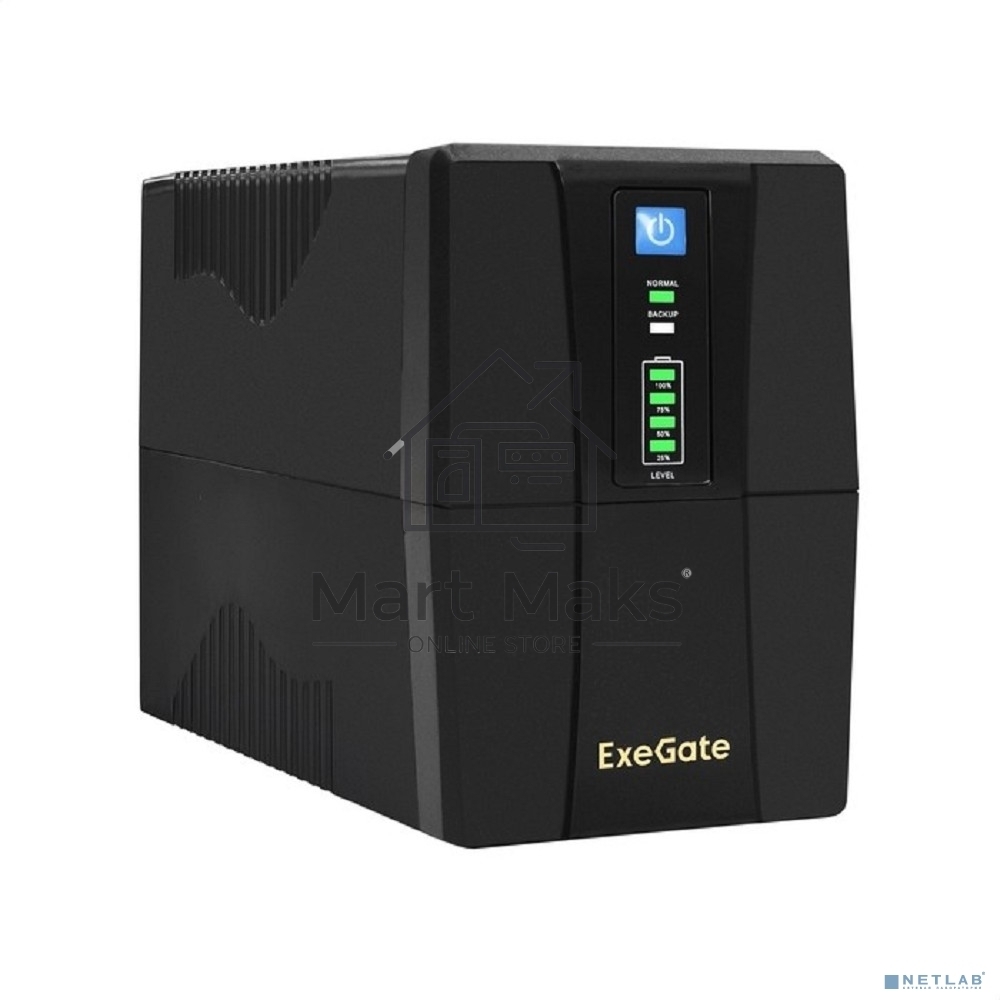 Источник бесперебойного питания ExeGate Power Back BNB-1000.LED.AVR.2SH <1000VA/550W, LED, AVR, 2*Schuko, Black>