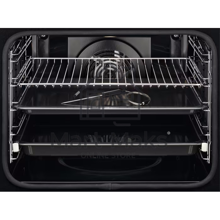 Электрический духовой шкаф Electrolux с конвекцией, приготовление на пару,объем 72 л, утапливаемые переключатели, 10 режимов, автопрограммы, очистка пиролитическая, 3 стекла в дверце, направляющие проволочные + телескопические (1 уровень), термощуп