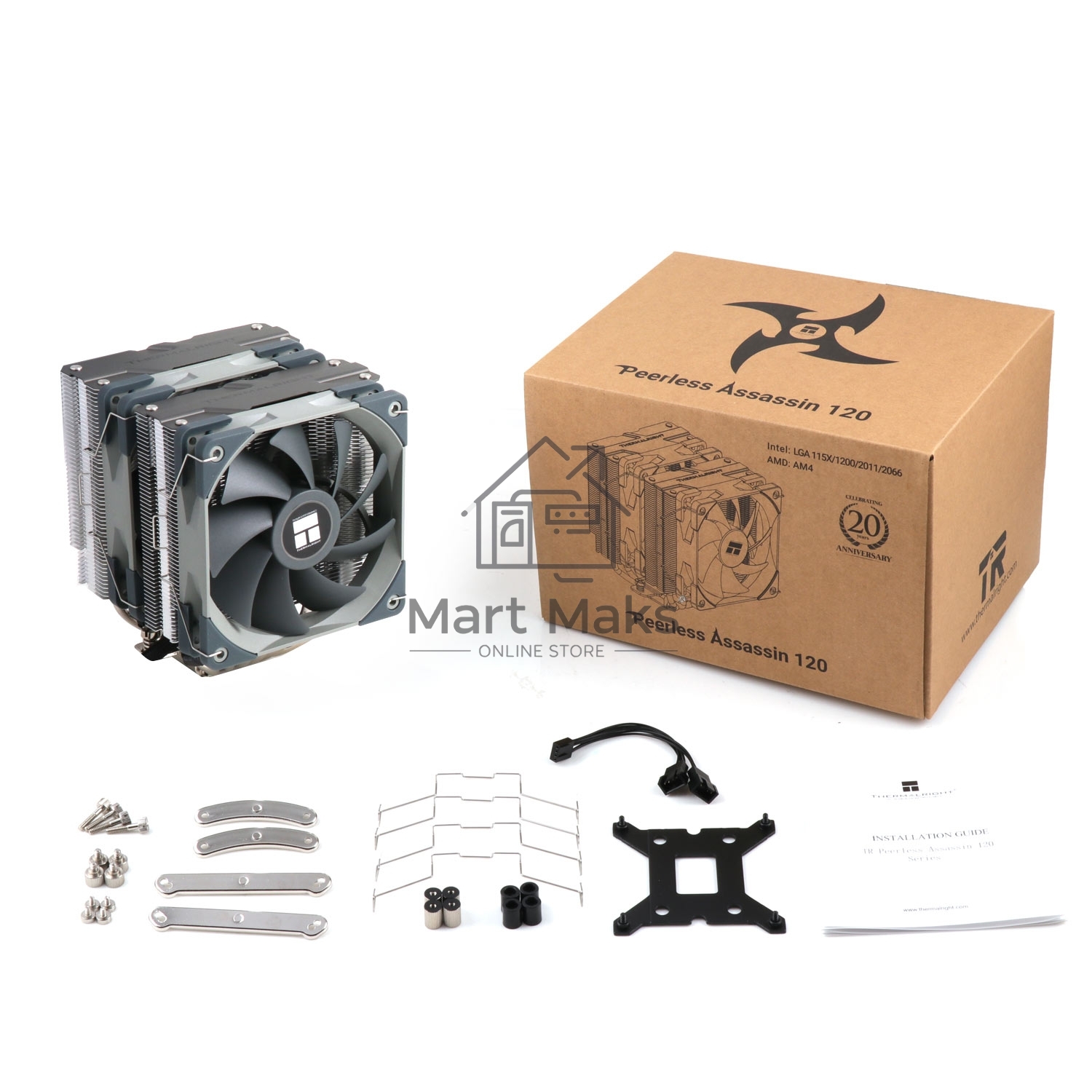 Кулер для процессора Thermalright Peerless Assassin 120 (4-pin PWM, 157mm, Ni/CU, 6x6mm, 2x120mm, 66.17CFM, 25.6dBA, 1500RPM, S: 1700, 1200, 115X, AM5, AM4)