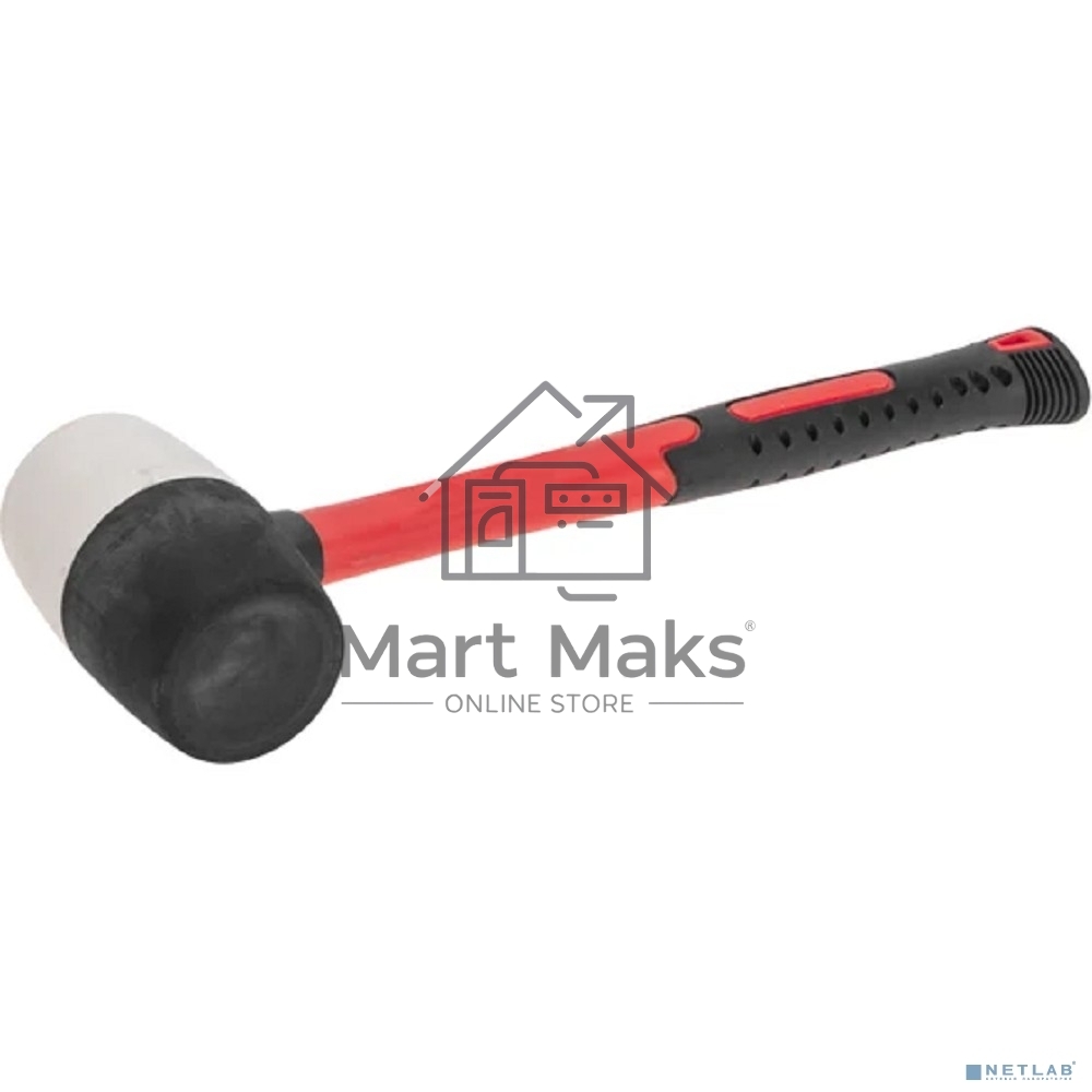 Киянка резиновая KRANZ 450 г, черно-белая резина, фибергласовая рукоятка