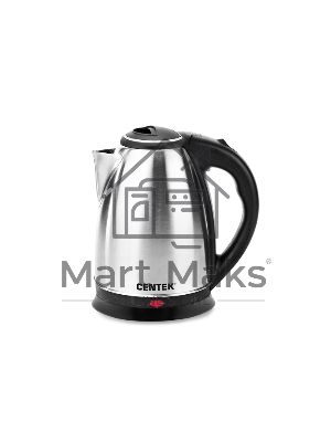 Чайник электрический Centek CT-0035 матовый, металл, 1,5 л, 2000 W, хромированная вставка на крышке