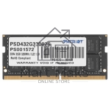 Оперативная память Patriot Signature, DDR4, 32GB (1x32 GB), 3200 MHz, CL22, SO-DIMM