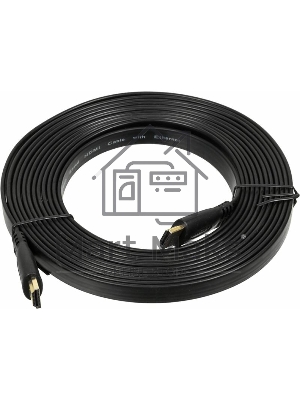 Кабель аудио-видео High Speed ver.1.4 Flat HDMI (m)/HDMI (m) 5м. позолоченные контакты черный