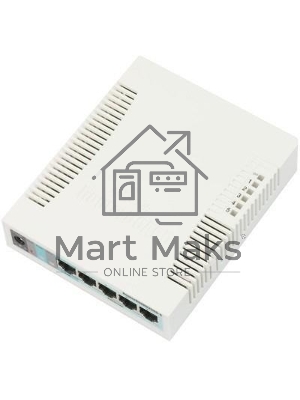 Сетевой коммутатор MikroTik RB260GS RouterBOARD 260GS 5-port Gigabit smart switch with SFP cage, SwOS, plastic case, PSU