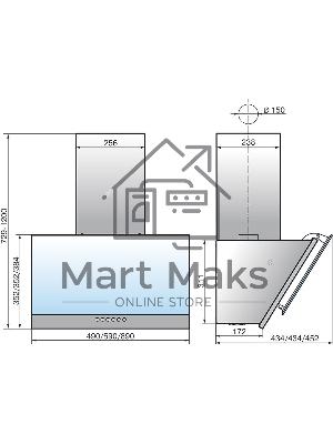 Вытяжка каминная Elikor Рубин S4 60П-700-Э4Д антрацит, 60 см, 700 куб. м/ч, 52 дБ