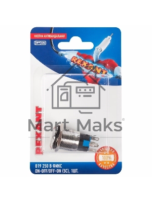 Кнопка антивандальная Ø19 250В Фикс (5с) ON-OFF/OFF-ON подсв/красная Rexant (в упак. 1шт.)