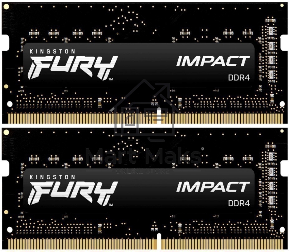 Оперативная память Kingston Fury Impact, DDR4, 16GB (2x8GB), 3200MHz, CL20, SO-DIMM